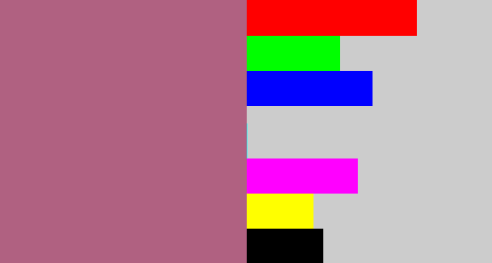 Hex color #b06181 - mauve