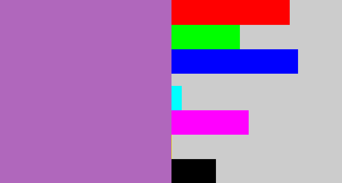 Hex color #b067bc - soft purple