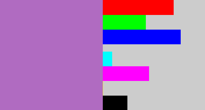 Hex color #b06bc1 - soft purple