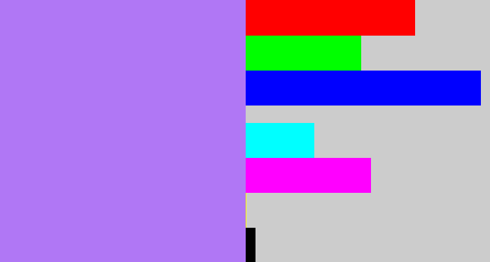 Hex color #b077f5 - light urple