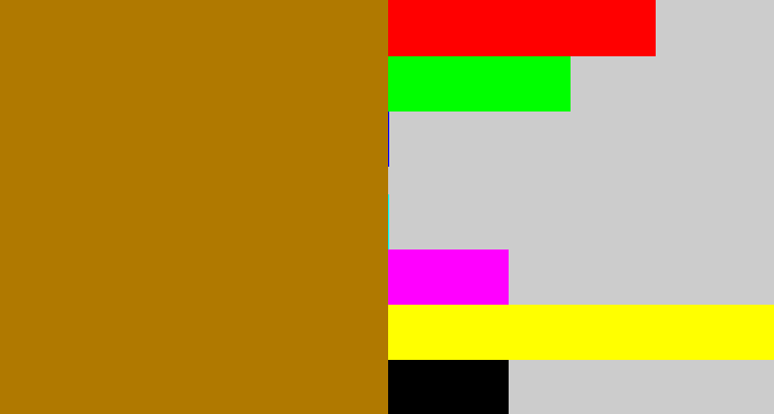 Hex color #b07900 - golden brown