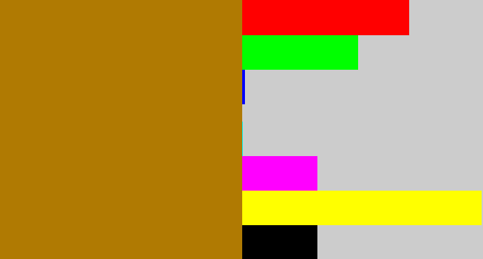 Hex color #b07a02 - golden brown