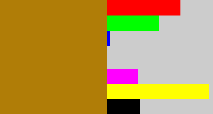 Hex color #b07d07 - mustard brown