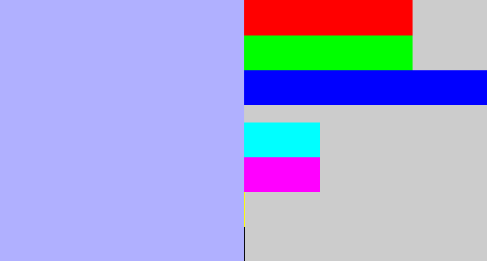 Hex color #b0b0ff - pastel blue