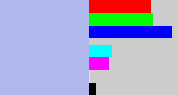Hex color #b0b7ec - light blue grey