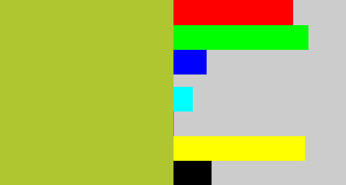 Hex color #b0c630 - pea