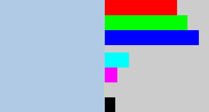Hex color #b0cae6 - light blue grey