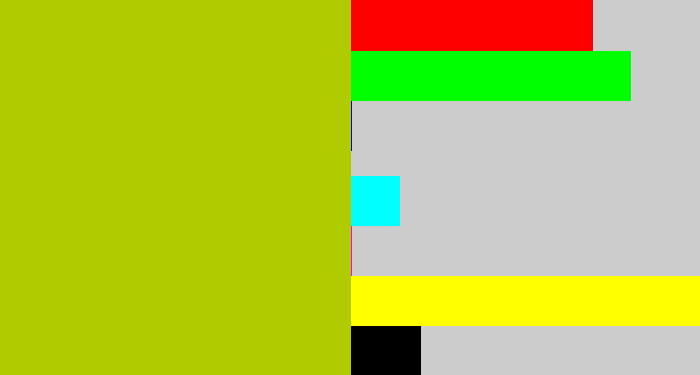 Hex color #b0cc00 - green/yellow