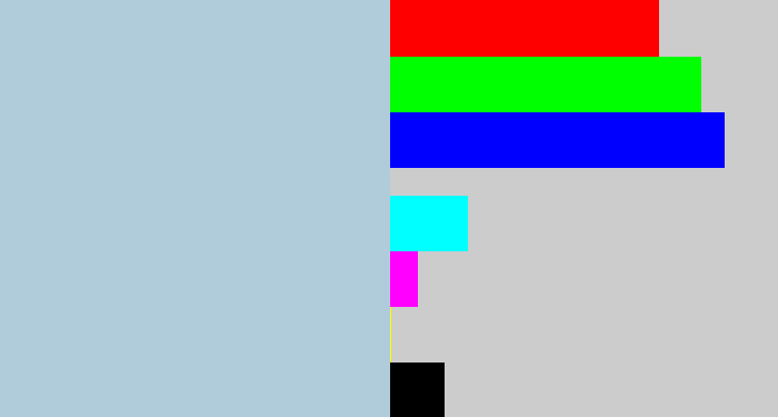 Hex color #b0ccdb - light blue grey