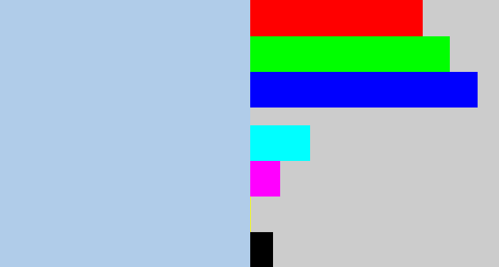 Hex color #b0cce9 - light blue grey