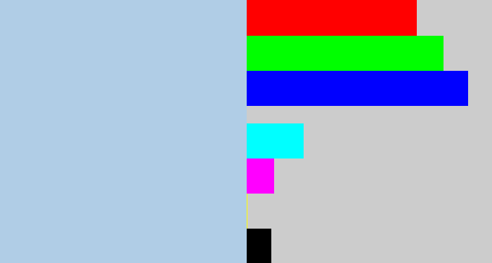 Hex color #b0cde6 - light blue grey