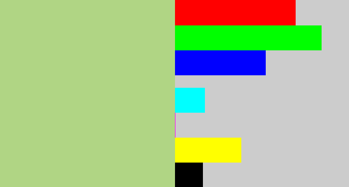 Hex color #b0d584 - pale olive green