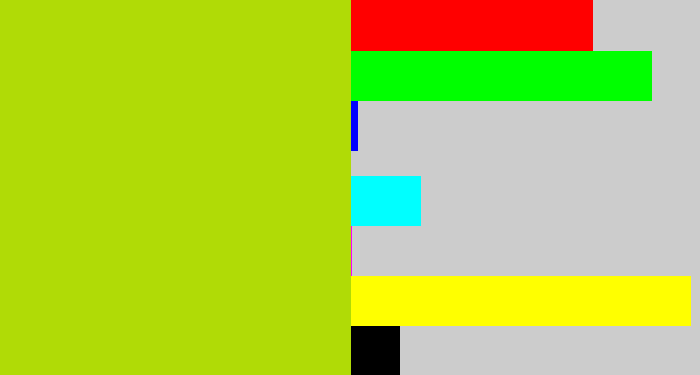 Hex color #b0db06 - green/yellow