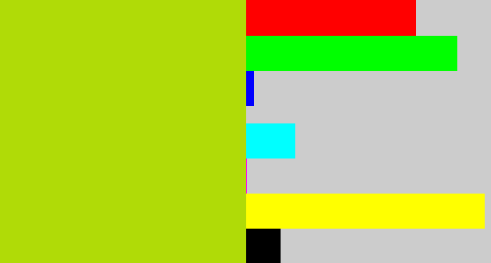 Hex color #b0db07 - green/yellow