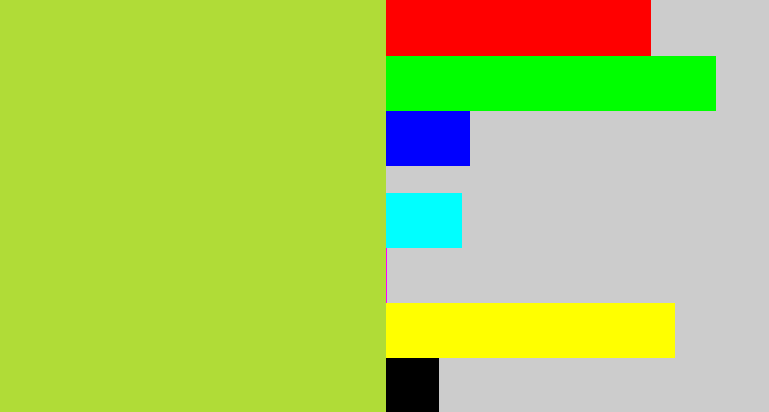 Hex color #b0dc37 - yellowy green