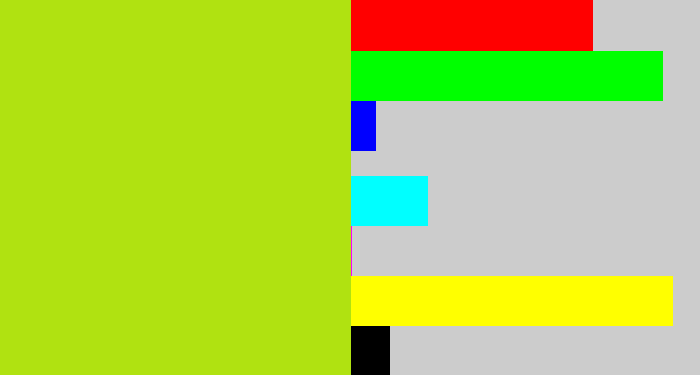 Hex color #b0e211 - yellowish green