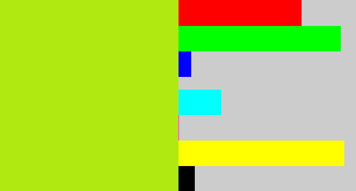 Hex color #b0e911 - yellowish green