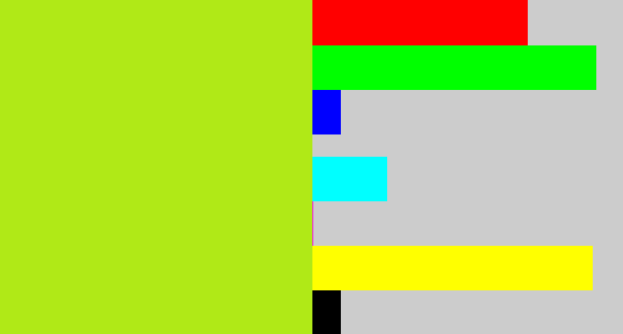Hex color #b0e917 - yellowish green