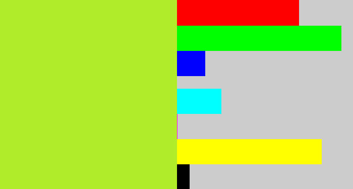 Hex color #b0ec2a - yellowy green