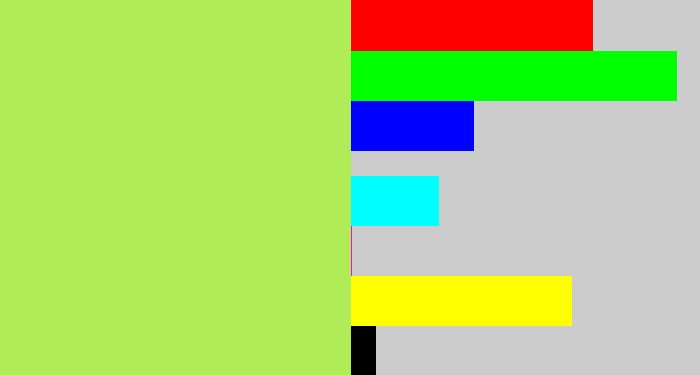 Hex color #b0ec58 - pale lime green