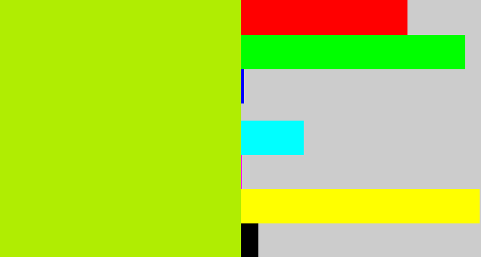 Hex color #b0ed02 - lemon green