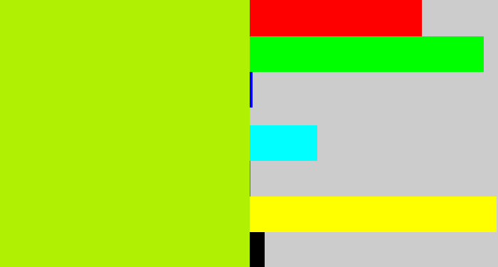 Hex color #b0f002 - lemon green