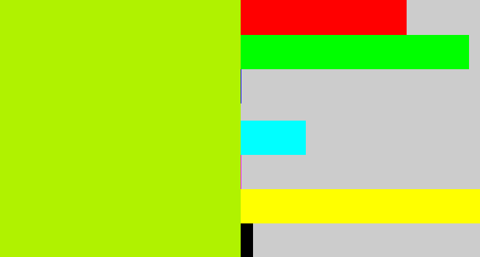 Hex color #b0f200 - lemon green