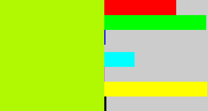 Hex color #b0f903 - lemon green
