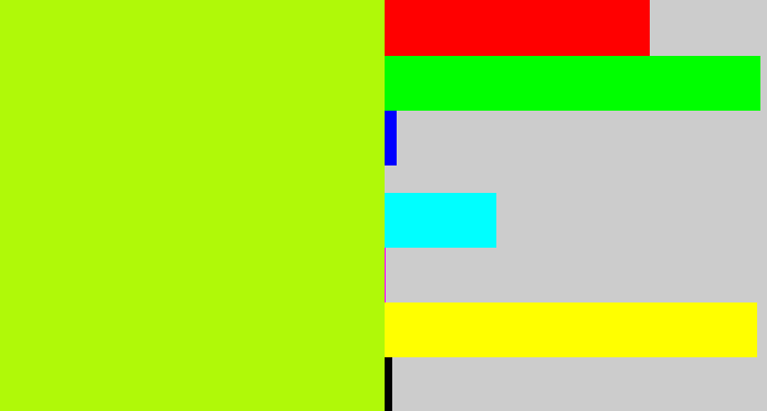 Hex color #b0f908 - lemon green