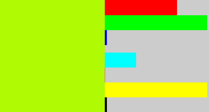 Hex color #b0fa04 - lemon green