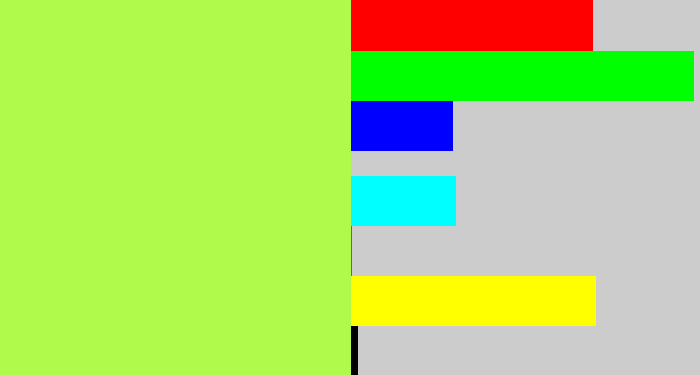Hex color #b0fa4b - kiwi