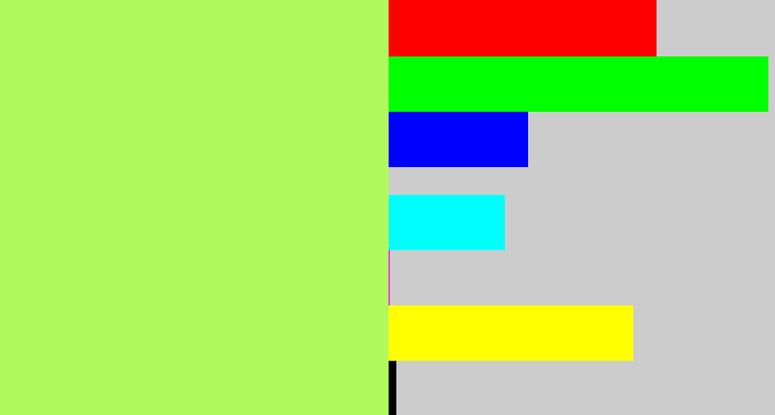 Hex color #b0fa5d - pale lime green
