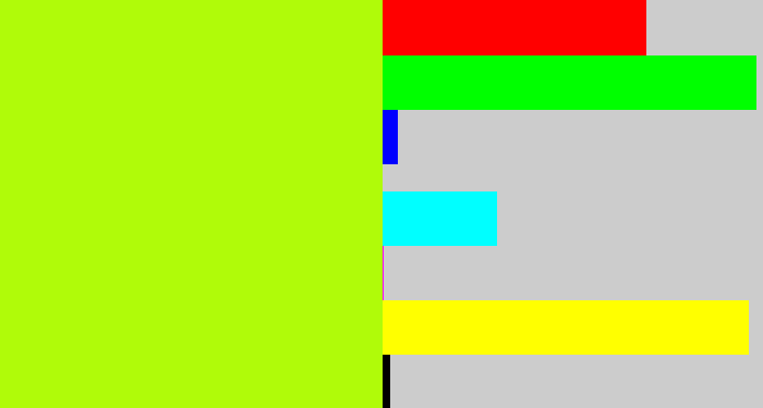 Hex color #b0fb09 - lemon green