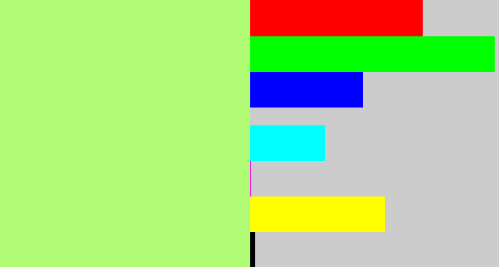 Hex color #b0fb74 - key lime