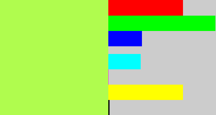 Hex color #b0fc4e - pale lime green
