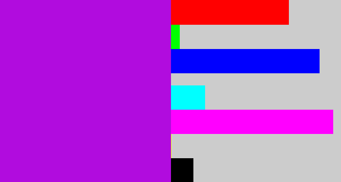 Hex color #b10cde - vibrant purple