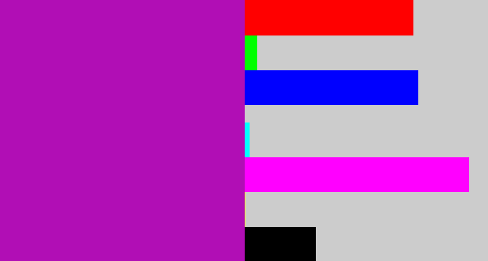 Hex color #b10eb5 - barney