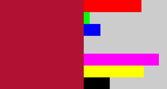 Hex color #b11132 - rouge