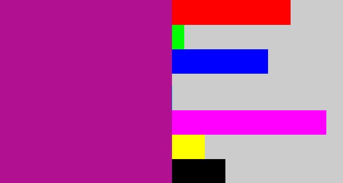Hex color #b11190 - barney purple
