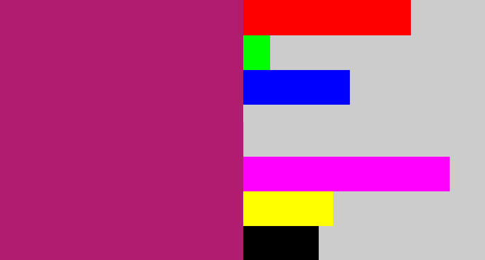 Hex color #b11b70 - magenta