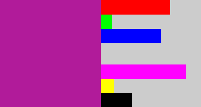 Hex color #b11b9a - barney purple