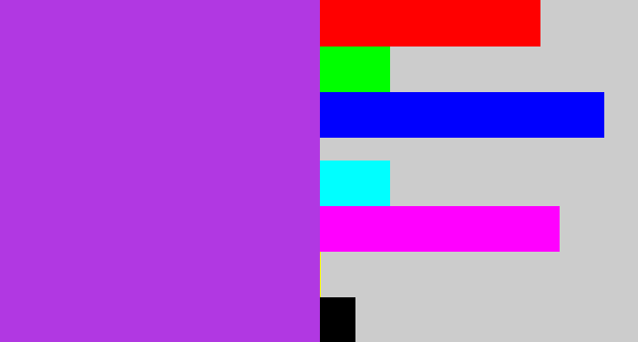 Hex color #b138e2 - lightish purple
