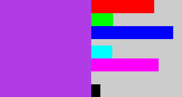 Hex color #b13ce6 - lightish purple