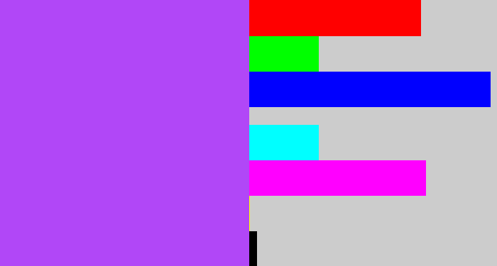 Hex color #b147f7 - lighter purple