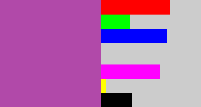 Hex color #b149a9 - ugly purple