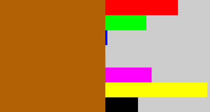 Hex color #b16305 - orangey brown