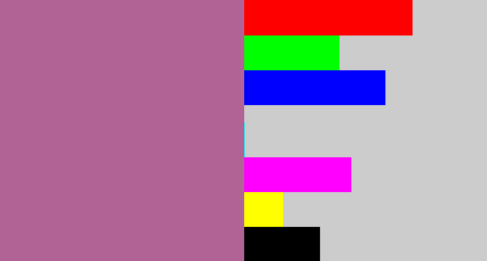 Hex color #b16395 - mauve