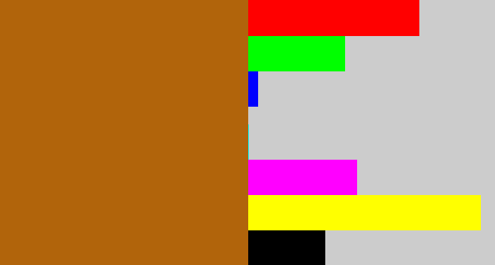 Hex color #b1640b - orangish brown
