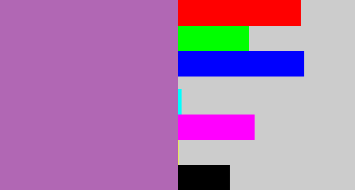 Hex color #b167b4 - soft purple
