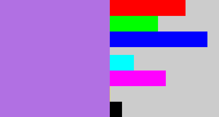 Hex color #b170e3 - light urple